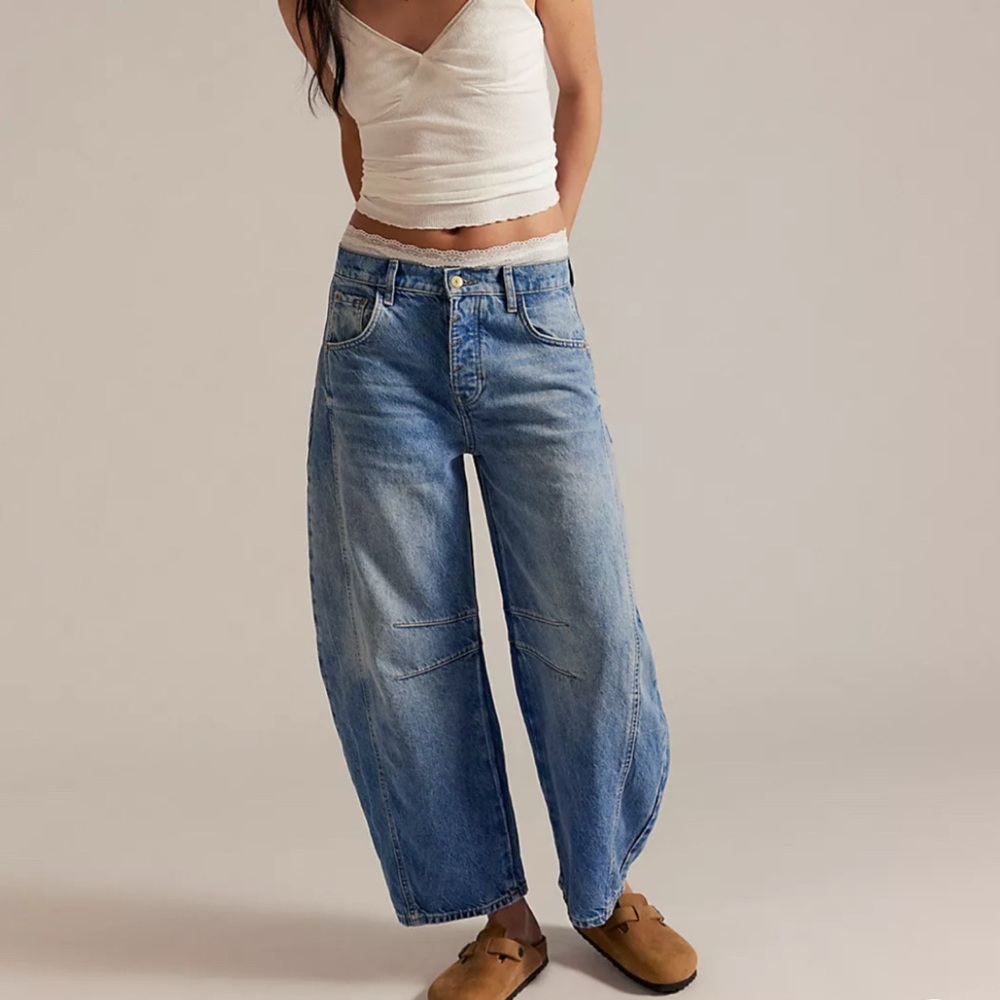 We The Free Good Luck Mid-Rise Barrel Jeans